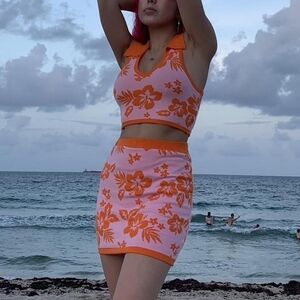 Wild Fable Jacquard Floral Bodycon Crop Top Mini Skirt Set - Size 3X